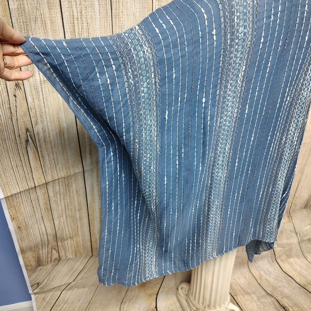 Sonoma Kimono Blue Striped Cardigan Slit Arms One Size - Picture 6 of 14